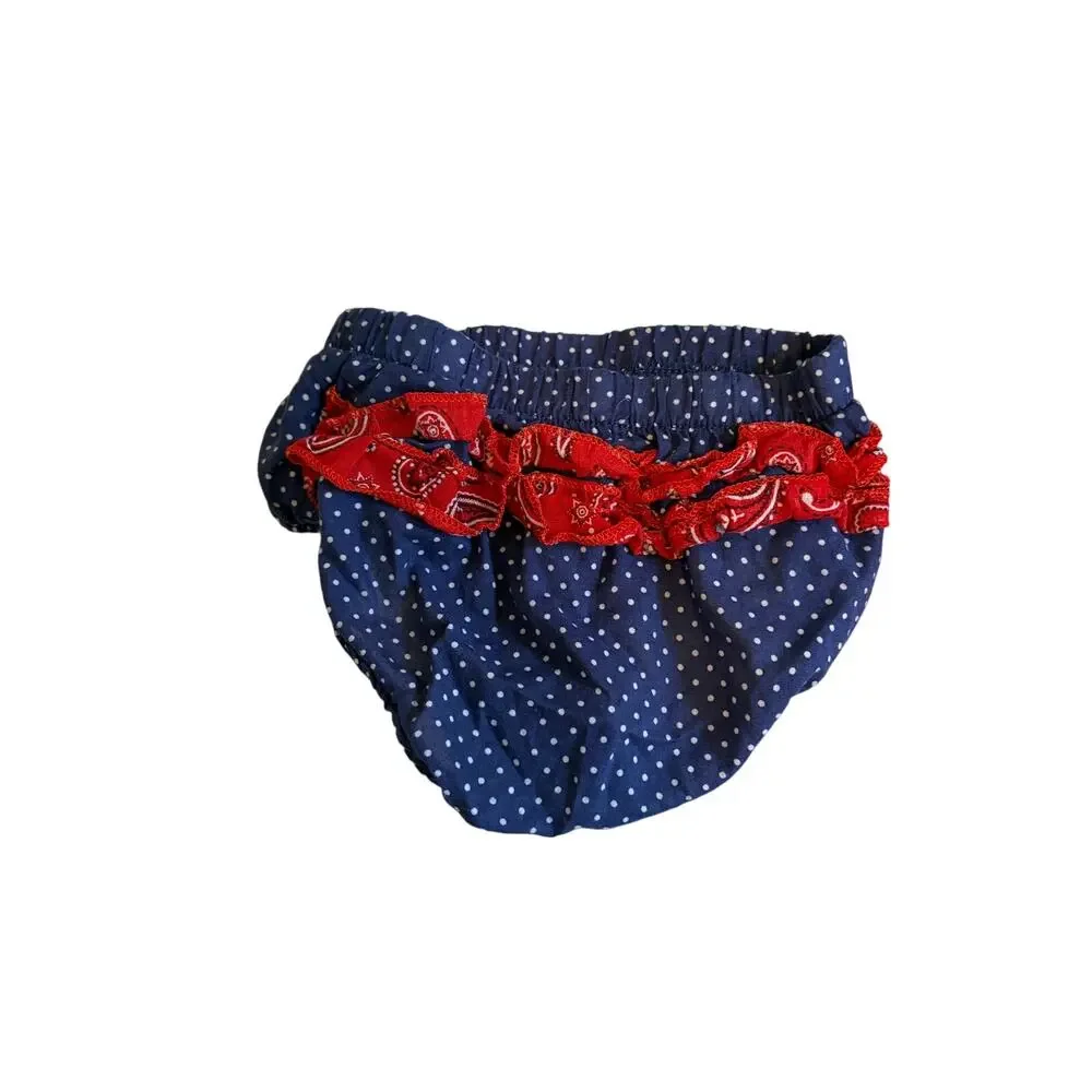 Nannette Baby Bandana 2 Pc Outfit Red Blue Pasiley Print Dress Size 12M Rodeo